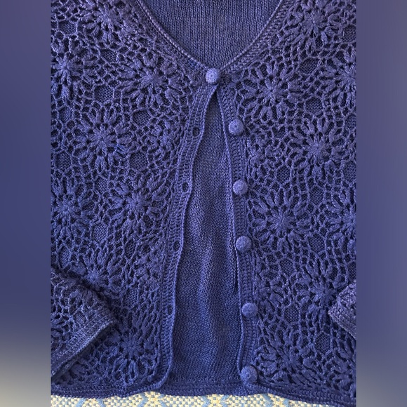 *SOLD* Vintage Purple Crochet Cardigan - Picture 2 of 10